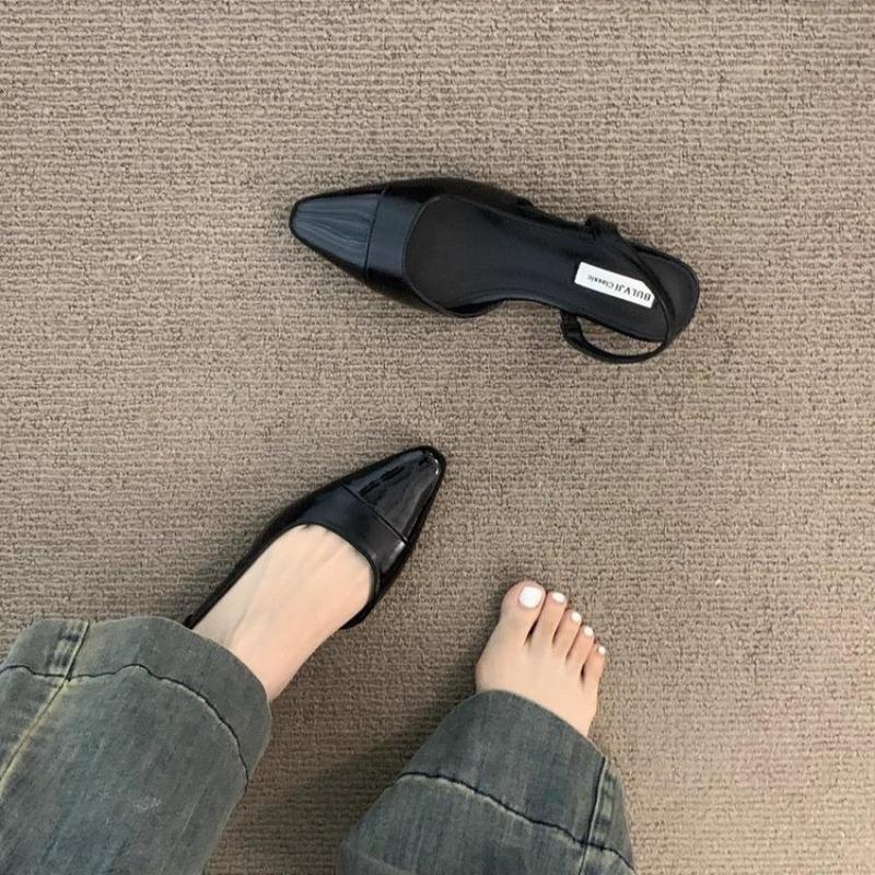 Low Heel Pointed Toe Bag Head Sandals Women's New Summer Skirt Gentle Shoes Mary Jane Single Shoes