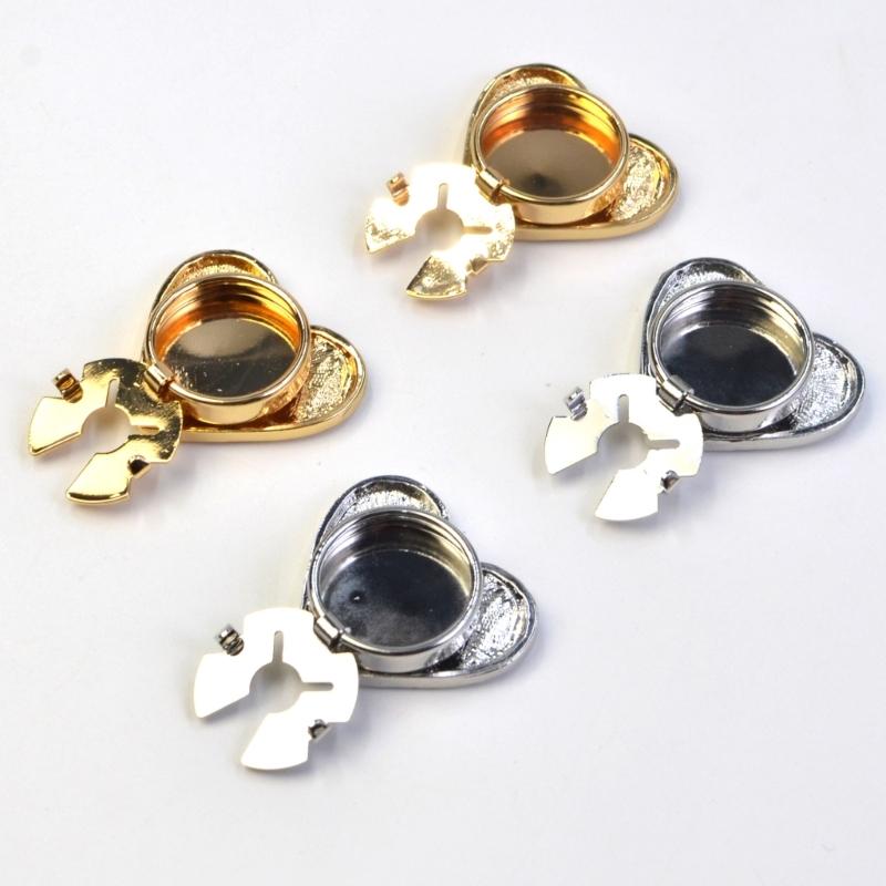 Metallic Heart Alloy Button Covers Decorative Cufflinks Clip for Men Women Uniform Dress Shirt Daily Outfit Decoration