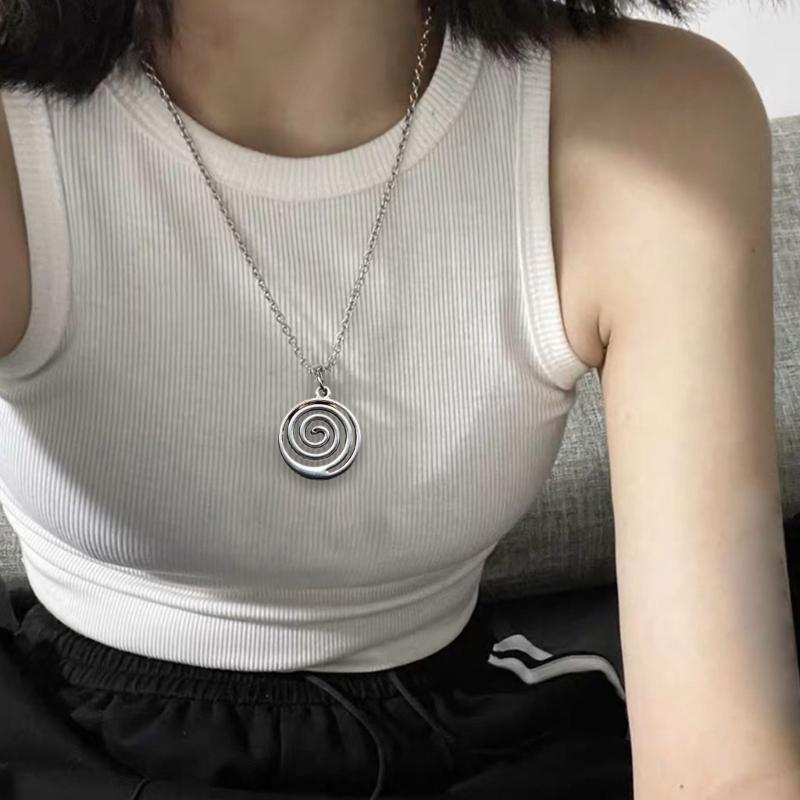 Eye Catching Swirl Pendant Necklace Unique Round Swirl Choker Popular Swirl Clavicle Chain Sweater Chain Hip Hop Jewelry