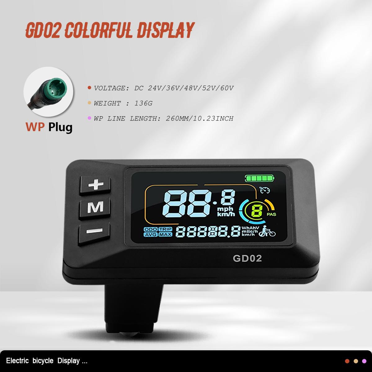 GD02 Colorful LCD Display Electric Bike /Electric Scooter Display Communication Protocol UART2 for Electric Bike Conversion Kit GD02 WP