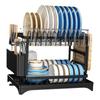 Dish Drying Rack for Countertop Aluminum 2 Tier Dish Rack with Drainboard and Utensil Holder for