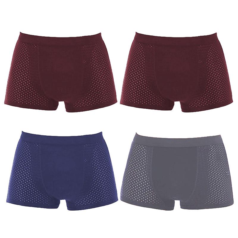 4 Pack Men's Panties Men Underwear Boxer Shorts Summer Ice Silk Mesh Breathable High Quality Hole Shorts Male Sexy Underpant