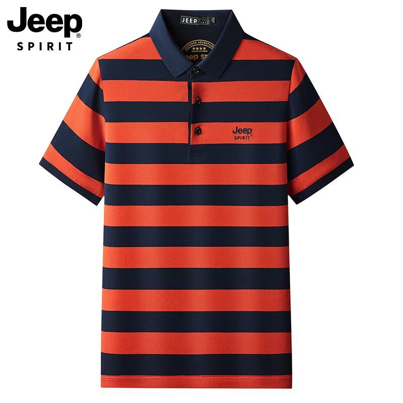 

JEEP SPIRIT Men s Short Sleeve Striped Polo Shirt XL