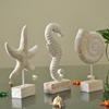 Mediterranean Style Starfish Conch Hippocampus Wood Carving Marine Decor Wood Crafts Home Decoration Decoracion Marinera Hogar