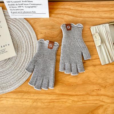 Winterhandschuhe Spitze Kaschmir Strickhandschuhe Herbst und Winter Erwachsene Fünffinger Fingerlos Touchscreen Warme Handschuhe für Damen