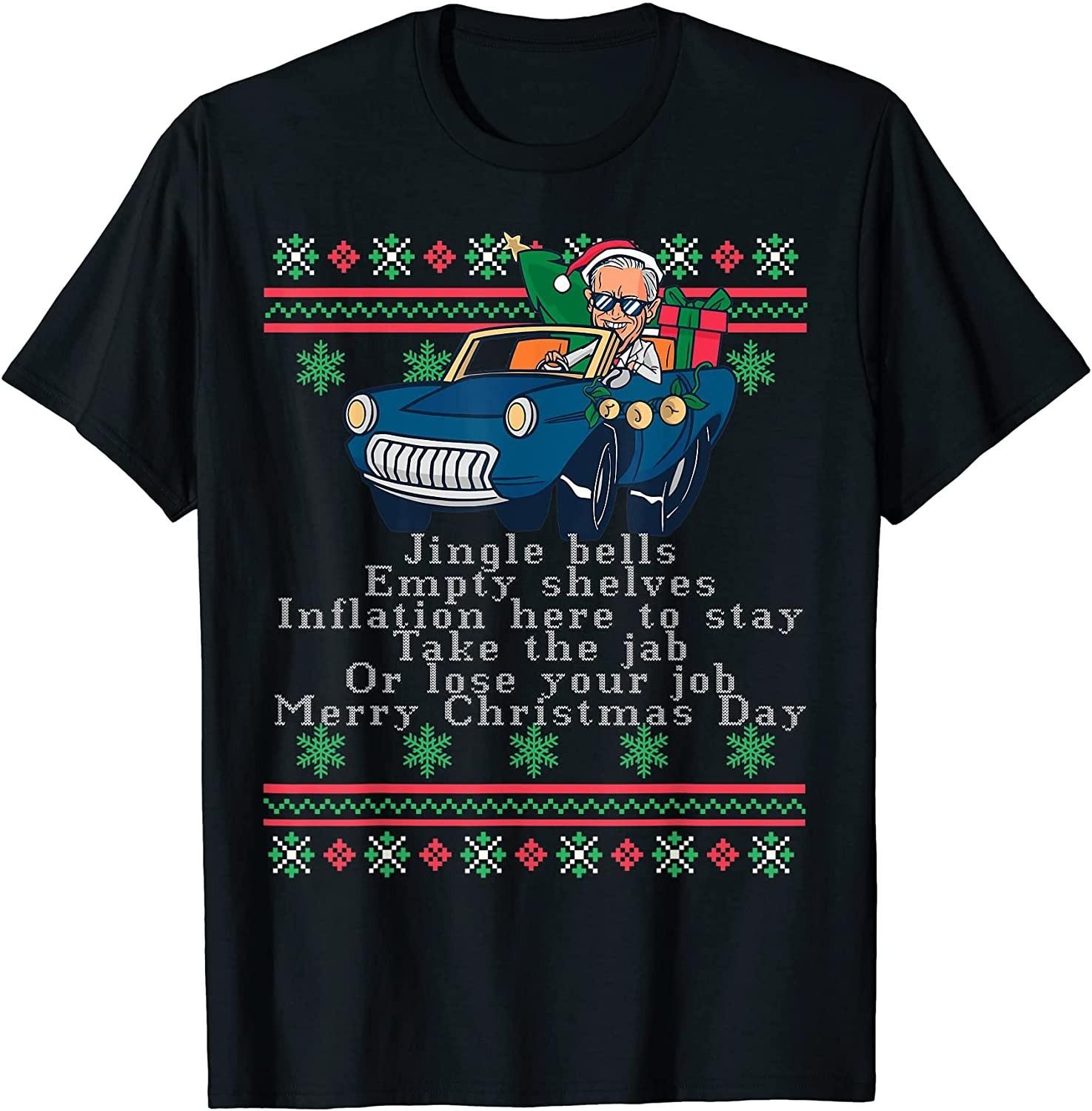NEW LIMITED! Jingle Joe Biden Funny Santa Trump Ugly Christmas Tee - MADE IN USA XXXXL