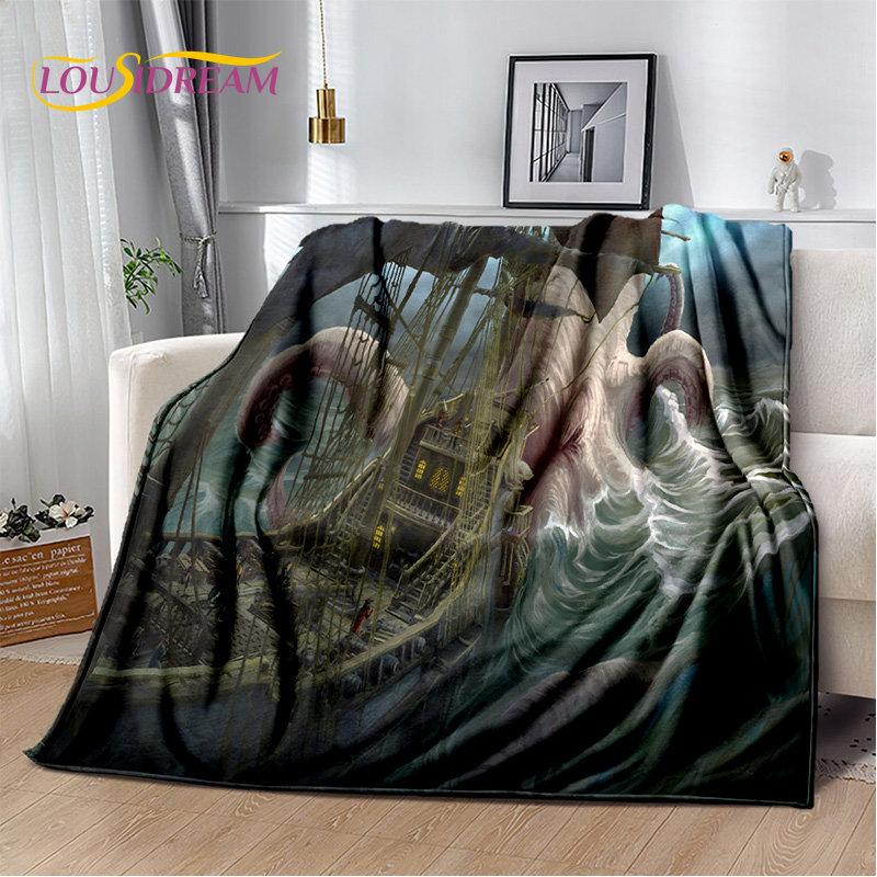 A Pirate Boat,Barque,Boat Ship Monster Soft Plush Blanket,Flannel Blanket Throw Blanket for Living Room Bedroom Bed Sofa Picnic