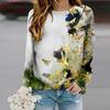 Tops For Women Golden Butterfly Print Round Neck Long Sleeve T-shirt Fall Casual Slim Pullover Women's Long Sleeve Top