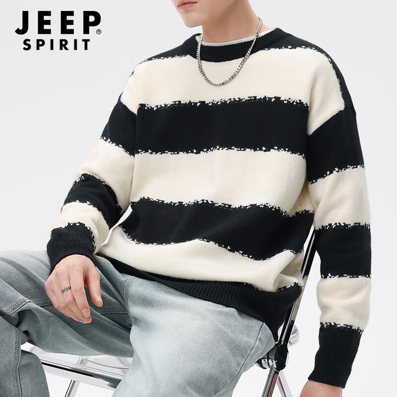 

JEEP SPIRIT Men s Striped Pullover Round Neck Sweater XL (145-165 lbs)