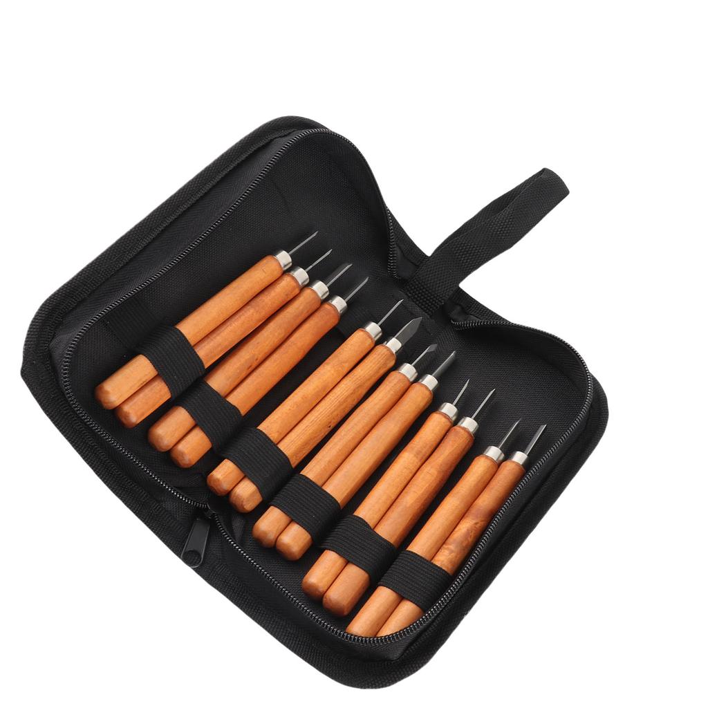 12 PCS Wood Carving Hand Chisel Tool Set High Hardness Complete Tools Guitar Repair Tools with 2 Whetstone for