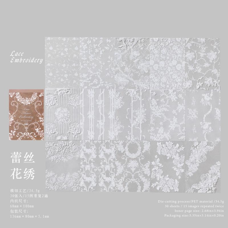 30 Sheets Basic Vintage Border Theme Base Stickers, Journal Collage Decor, Art DIY Background Material Stickers