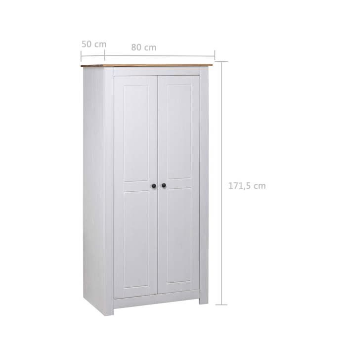 VidaXL Pin Massif Garde-robe Penderie Armoire de Rangement Stockage Armoire de Vêtements Chambre à Coucher Maison Blanc 282666