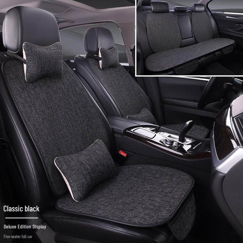 

Универсальный дышащий льняной комплект чехлов на сиденья автомобиля на четыре сезона - 7 штук, с полным охватом