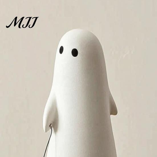 Matte White Resin Ghost Ornament Dog Statue, Cute Walking Figurine, Spooky Funny Figurine Halloween Decoration for Tabletop Mantel Shelf Holiday Party