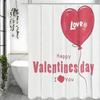 Happy Valentine's Day Pink Heart Shower Curtain, Bathroom Decorative Shower Curtain, Waterproof Shower Curtain with Hooks