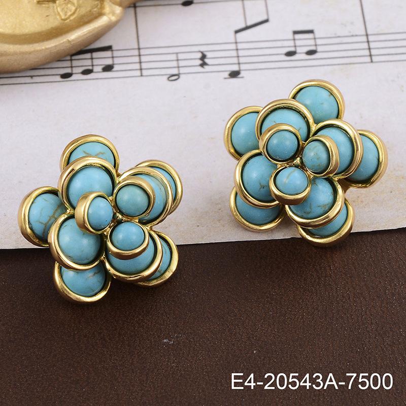 Retro flower earrings New Chinese French Chinese antique spring and summer versatile drip oil enamel senior design earrings