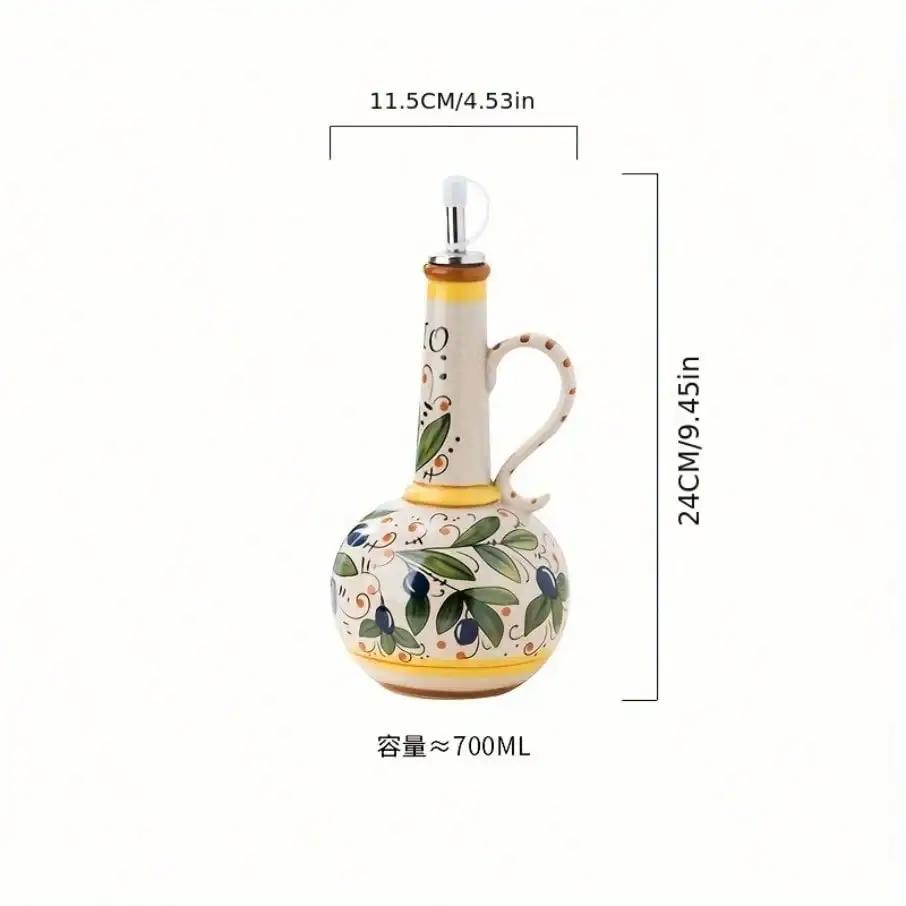 Kitchen Organizers Olive Oil Dispenser Embossed Ceramic Oil Vinegar Can Ceramic Storage Dispenser Container Condiment Oil Bottle