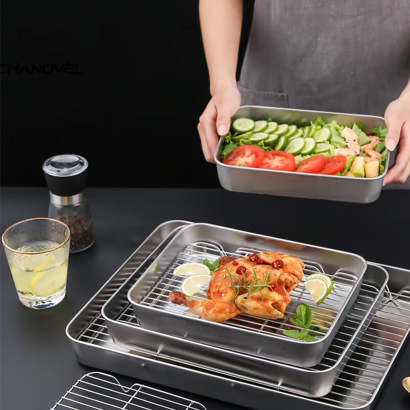 Tiefer Vorbereitungs- und Serviertablett aus Edelstahl im japanischen Stil