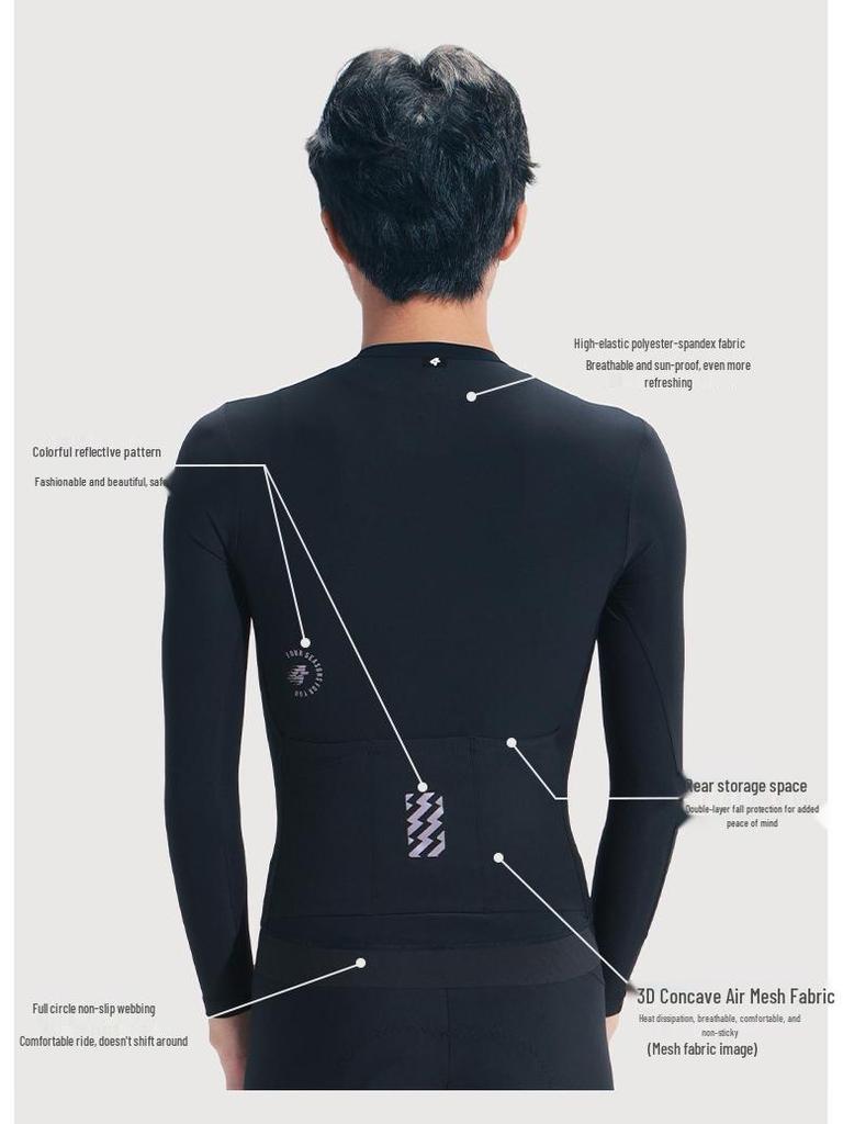 Lampaida Men's Breathable Thin Long Sleeve Cycling Jersey - Spring/Summer Road & Mountain Bike Suit