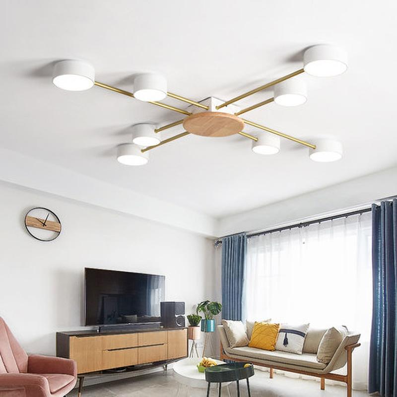 Wooden Led Ceiling Light Surface Mounted Ceiling Lamp AIBIOU Style Designer Metal Lustre for Living Room Kitchen Lights Fixtures