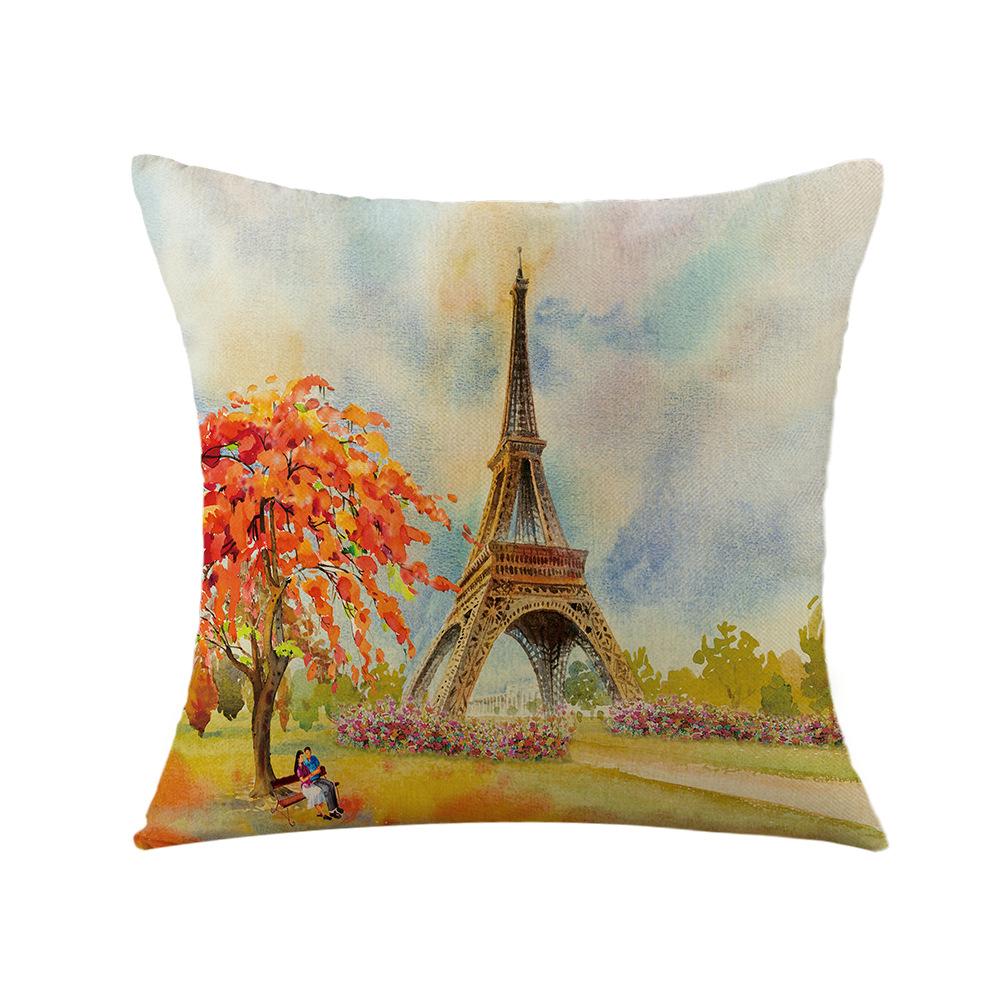 Valentine's Day Pillow Printed Landscape Character Linen Short Plush Pillow Case Home Decoration Pillow Case