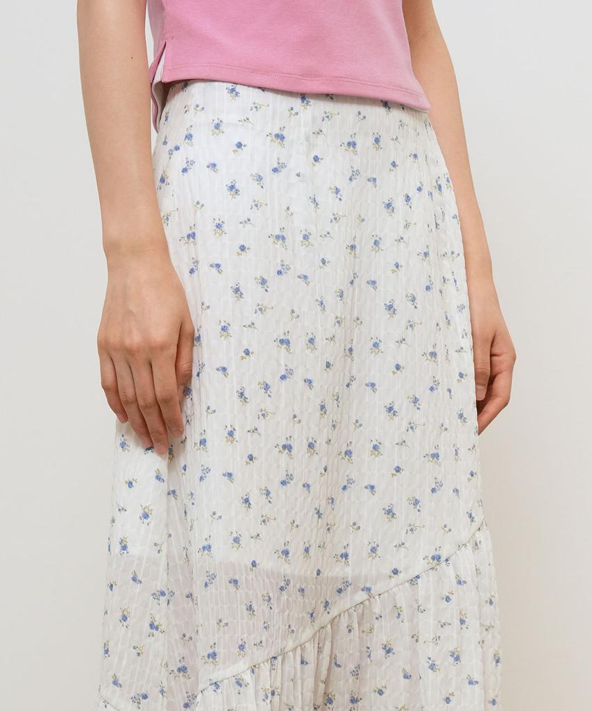 GENERALIDEA Flower Shirred Maxi Skirt [White] / Gf2Lsk521