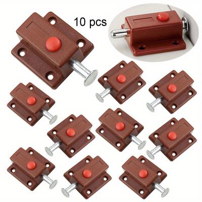 10pcs Classic Solid Door Latch Latch Door Window Cabinet Sliding Lock Cabinet Household Safety Button Spring Automatic Button Latch Furniture Hardware