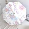 Gradient Background Hello Kitty Pattern, Automatic Folding Umbrella, Portable and Foldable Design, 8 Ribs, a Christmas or Birthday Gift.
