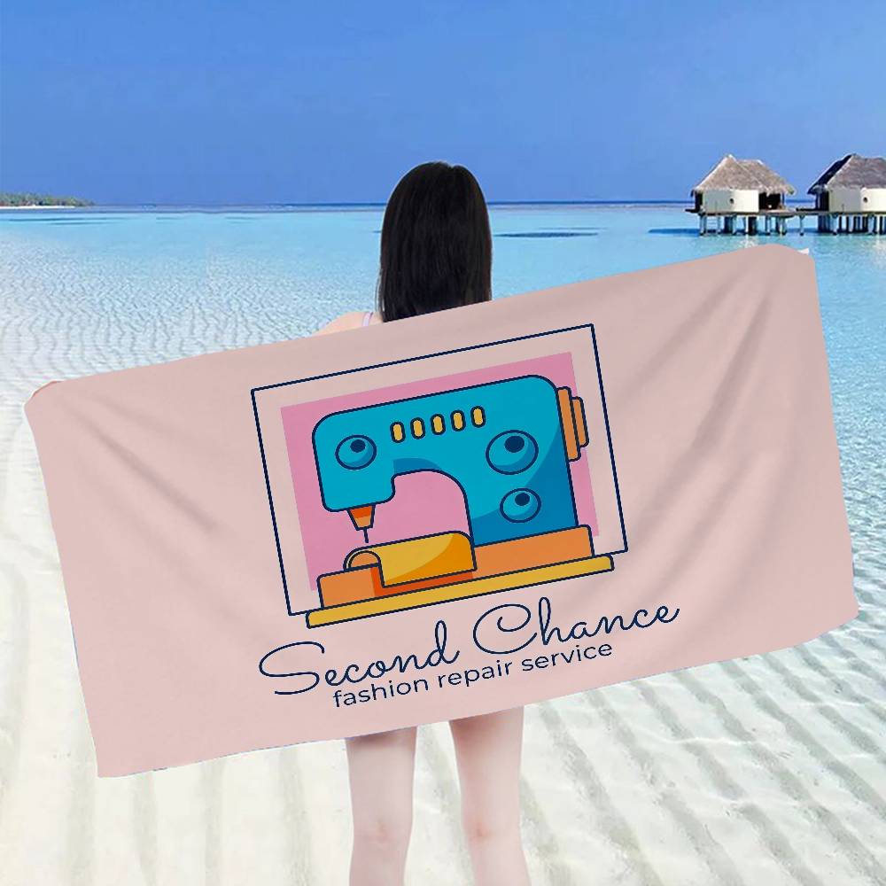Vintage Sewing Machine Beach Towel Colorful Bath Towels for Girl Microfiber Quick Dry Sand Free Beach Yoga Spa Gym Pool