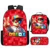 ROBLOX Themed Kids Backpack School Lightweight Durable Oxford Fabric Bag With Padded Straps Cartoon Print Grades 1-9