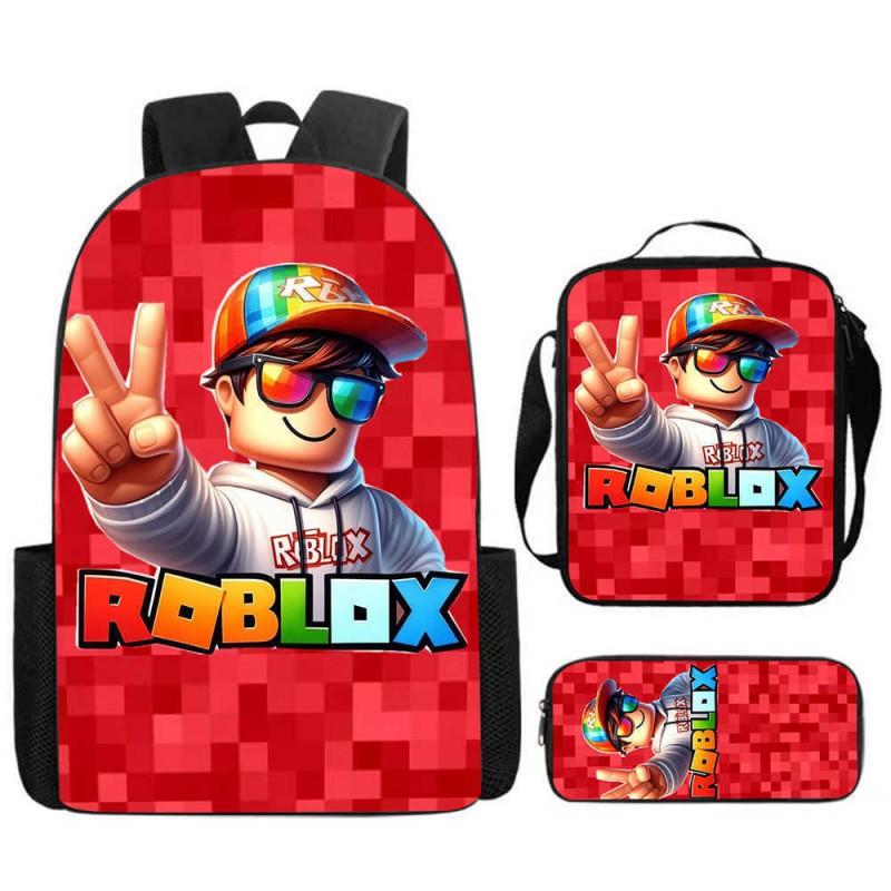 ROBLOX Themed Kids Backpack School Lightweight Durable Oxford Fabric Bag With Padded Straps Cartoon Print Grades 1-9