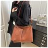 Two Sets Of Casual Solid Colour Large Capacity Retro Fashion Texture Shoulder Tote Bag For Women
