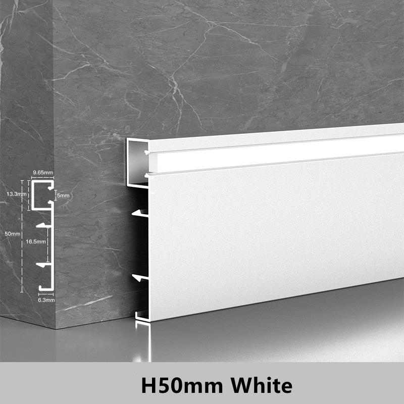1M H50/80mm LED Skirting Line Strip Light Black White Aluminium Profile Metal Baseboard Corner Channel Home Wall Decor Bar Lamp