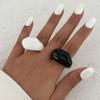 KunJoe Minimalist Black White Resin Acrylic Ring for Women Retro Geometry Irregular Knuckle Ring Autumn/Winter  Jewelry
