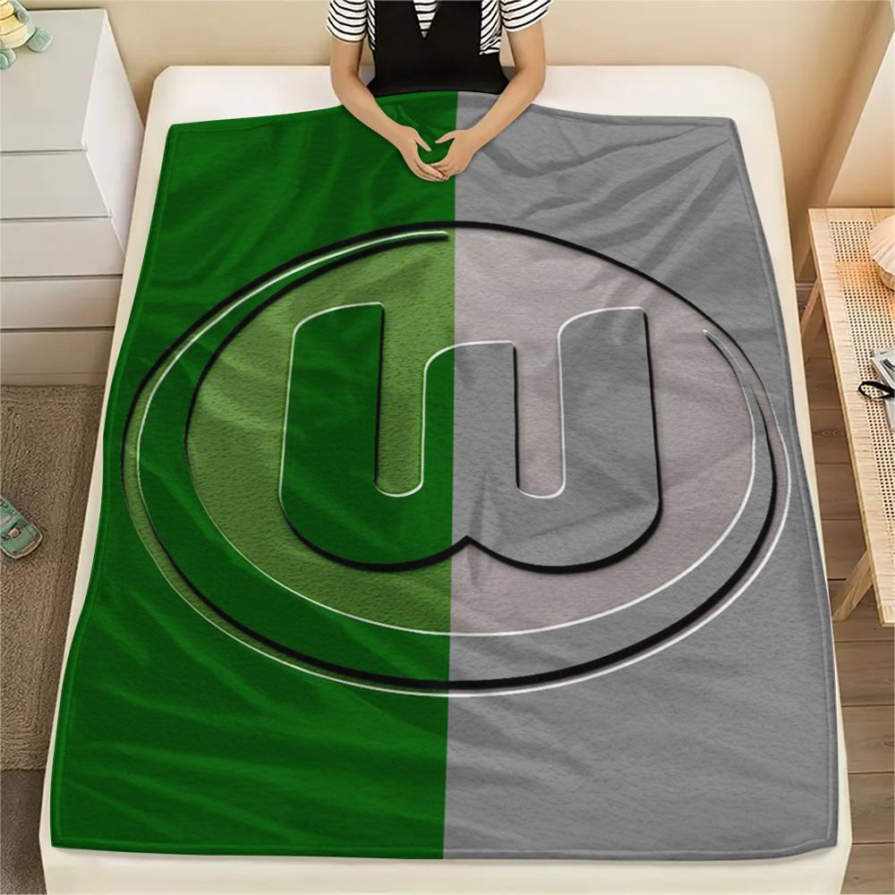 1 szt. Koc flanelowy z nadrukiem VfL Wolfsburg, Wysokiej jakości, Wygodny na wszystkie pory roku, Wystrój domu, Ciepło i komfort, Idealny na prezenty świąteczne101