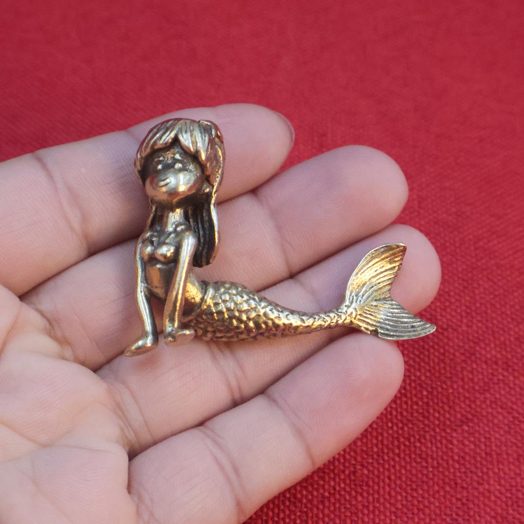 Die Kleine Meerjungfrauenprinzessin Trendige Messing Retro Figur Märchen Peripherie Antik-Kupfer Schreibtischdekoration Handwerk Wh