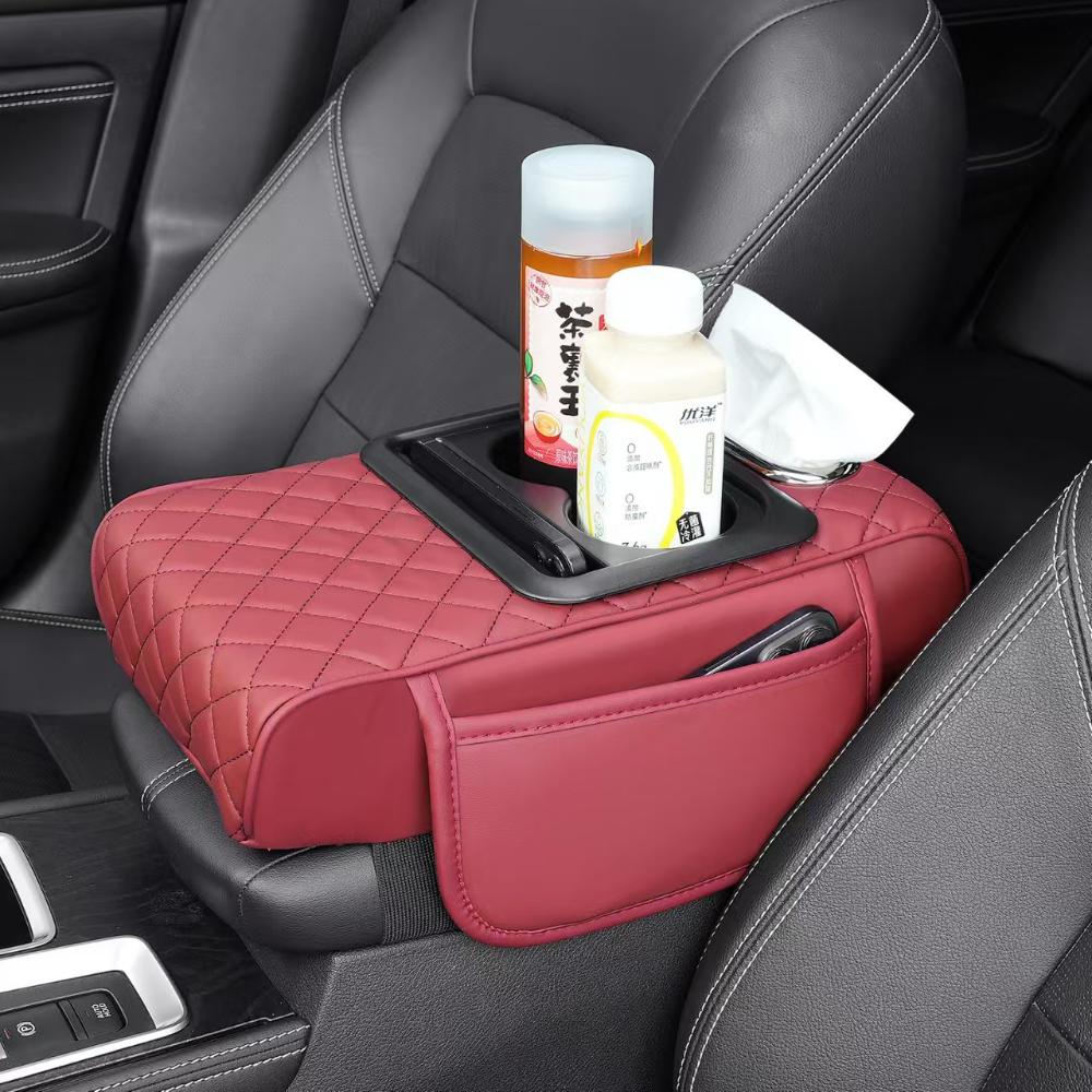 Pernă de cotiera pentru consola centrală a mașinii Îngroșați cutia de cotiera de brațe Pernă de extensie laterală cu suport pentru pahare Cutie de țesături Geanta organizatoare Husă universală pentru cotiera
