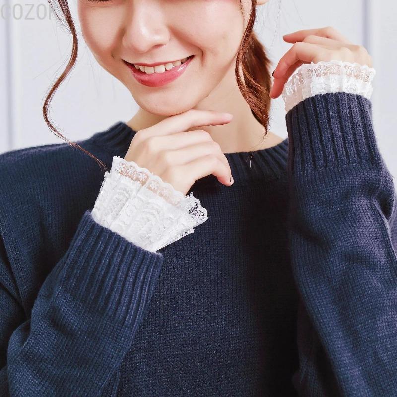 1 pár Odnímatelné hřejivé návleky na zápěstí halenky Gázové Elastické Univerzální Manžety rukávů Falešné manžety Dámské Krajkové manžety Rukávy Manžety svetru