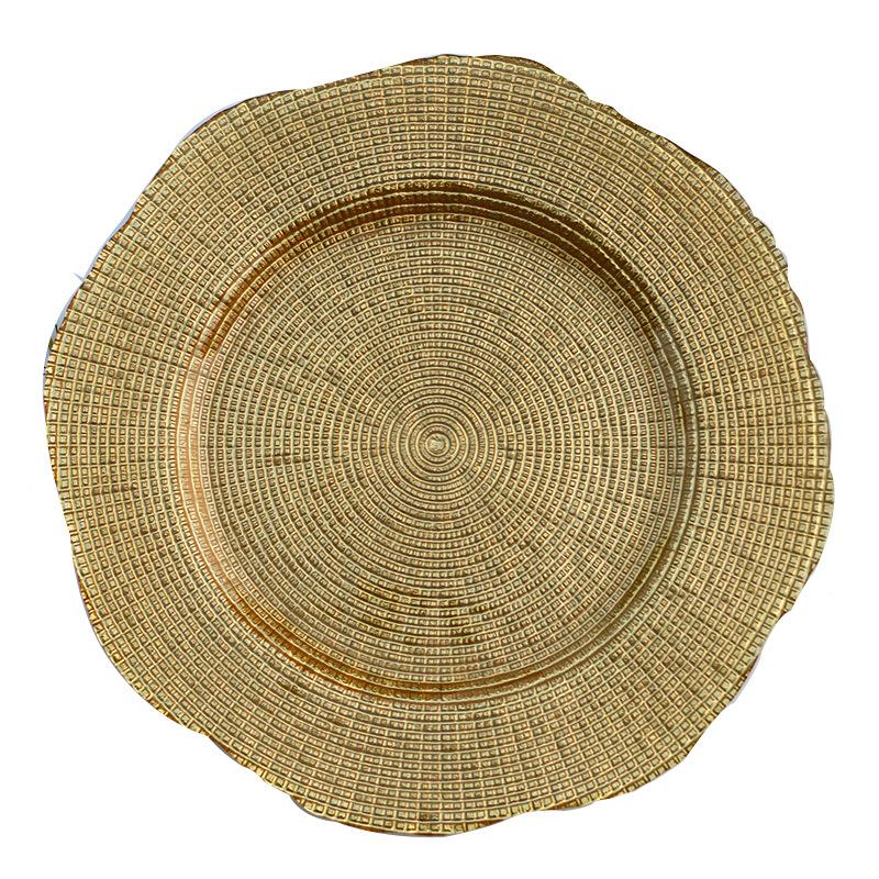 

Гальванизированная стеклянная тарелка Роскошная посуда Тарелка для фруктового салата Ресторан Отель Блюда для приготовления ужина Обеденные тарелки Кухонная утварь Декор золотой