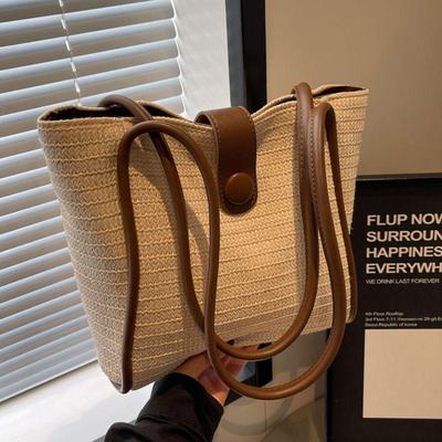 2025 Spring/Summer Women's Large Capacity Straw Woven Tote: Fashionable & Versatile Commuter Handbag