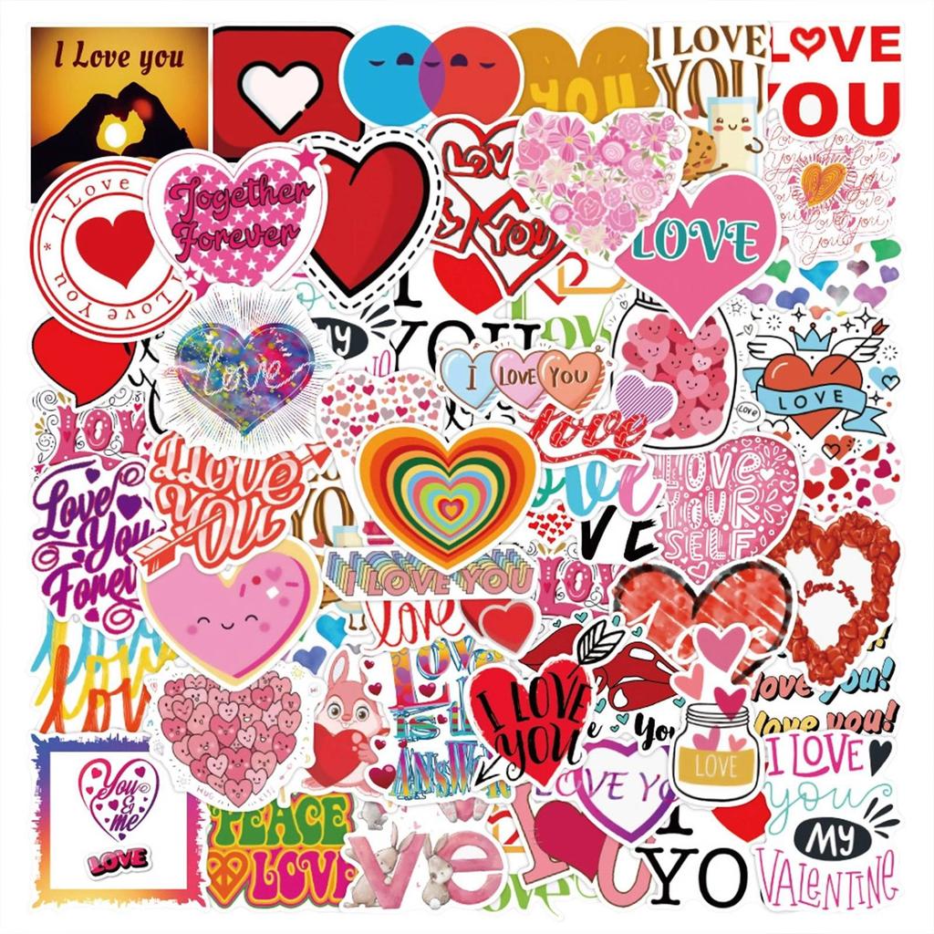 Heart Shaped Stickers, English Text Sticker Set, Perfect For Girlfriends Or Boyfriends. Vinyl Valentine's Day Stickers Suitable For Water Bottles,