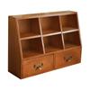 Retro Dorm Desktop Storage Box: Wooden Multifunctional Lipstick & Journal Organizer with Drawer.