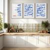 3pcs Frameless,Sardine Print Cloth,Blue Watercolor Fish Poster,Beach House Decoration,Coastal Wall Art,Retro Mediterranean Art