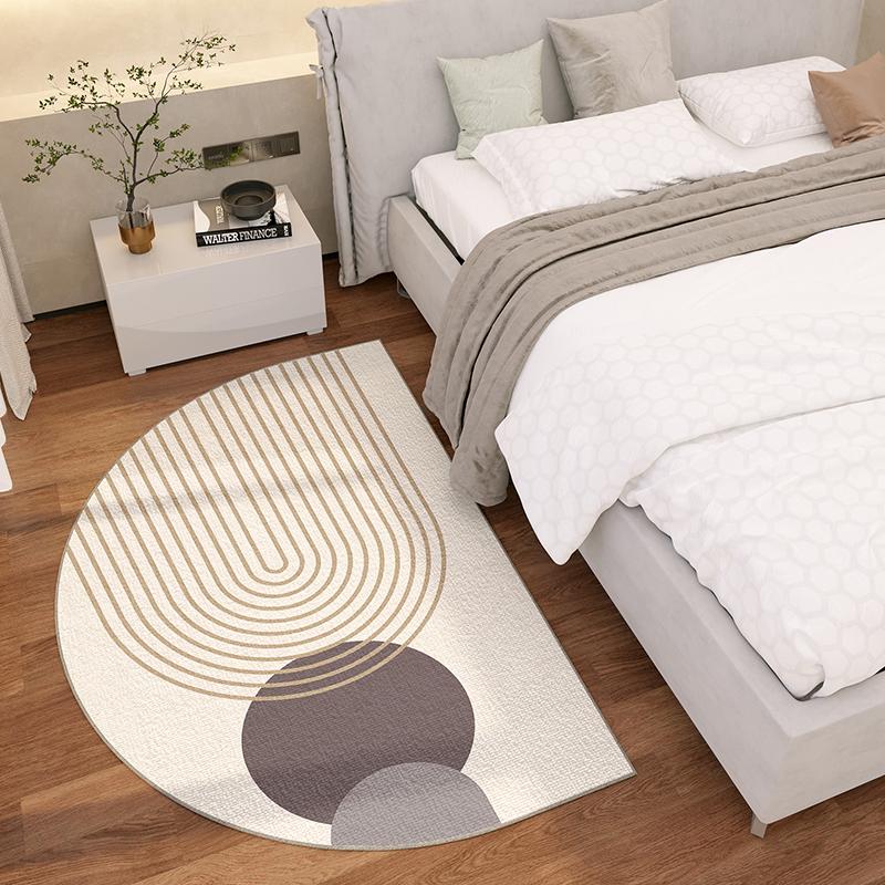 Simple Lines Semi-Circular Carpet Durable And Easy To Clean Home Bedroom Bedside Rug Entrance Doormat Home Decor