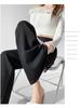 Lace Patchwork Two-Piece Look Micro-Flare Pants for Women - Black High-Waisted Slimming Body-Shaping Trousers, Spring 2026 Arrival