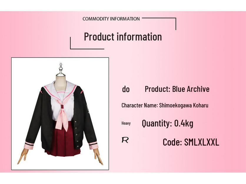 Shimoe Koharu Sailor Uniform Cosplay Set - Blue Archive Anime Loli Style