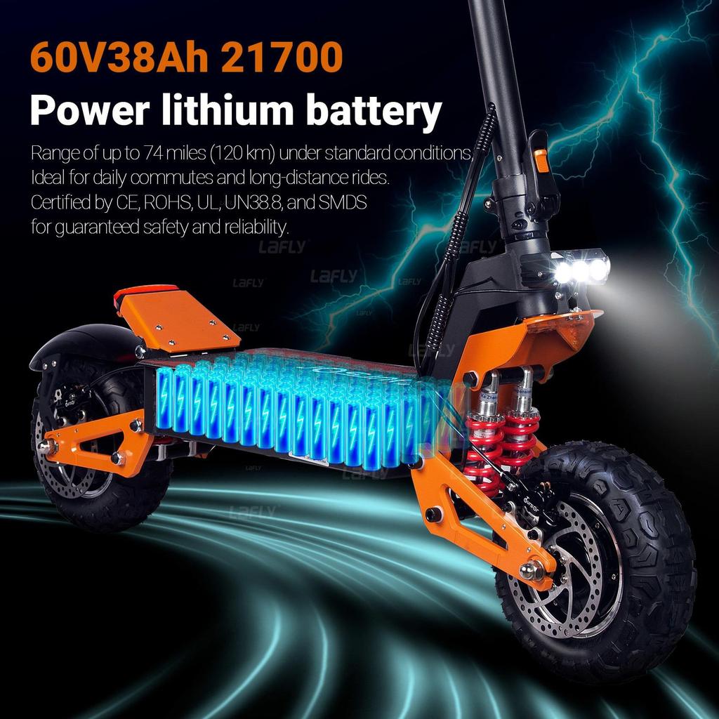 AB X5 6000W 60V 38AH Çift Motorlu Elektrikli Scooter Maksimum Hız 90 km/s Hidrolik fren LCD Ekran Maksimum Menzil 90km Escooter