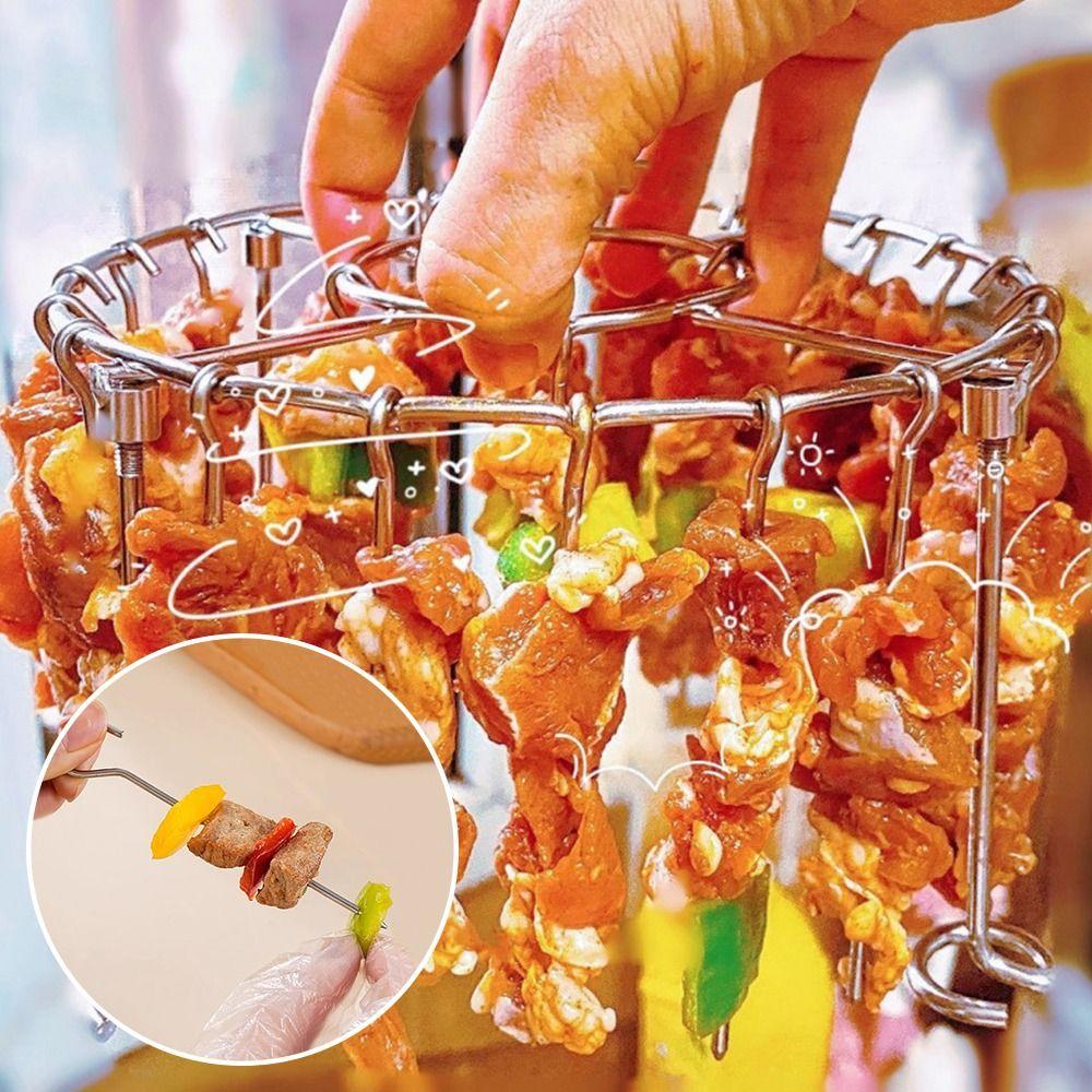 

Stainless Steel Skewer Holder String Grill Vertical Barbecue Skewer Bracket Air Fryer Accessory 12