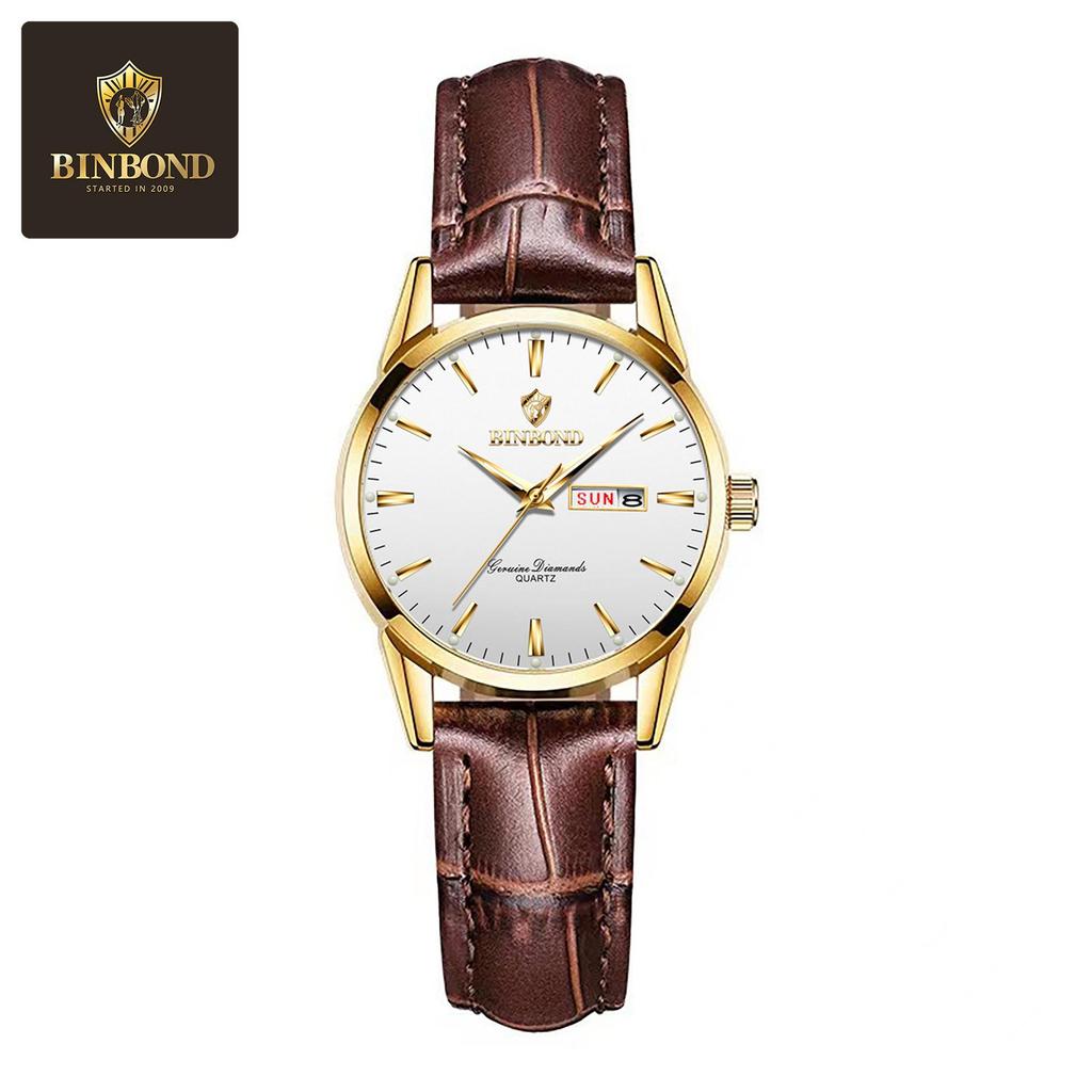 BINBOND Waterproof Couple Watches with Double Calendar - Women's Model