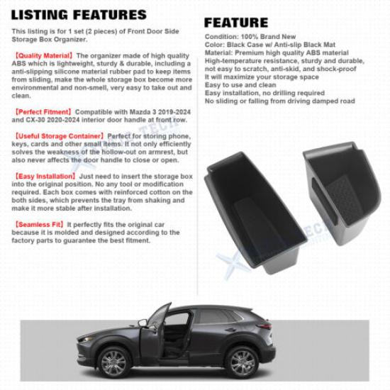 Front Door Side Storage Box Organizer Accessories For Mazda 3 CX30 -2025 Set